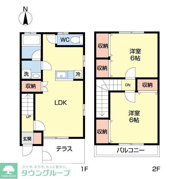 グランディールA棟(2LDK/1階)の間取り写真