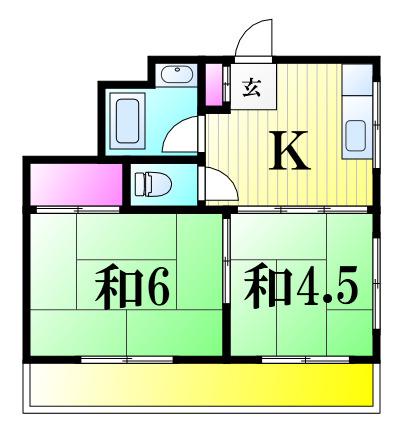 ソフィア岩瀬(2DK/4階)の間取り写真