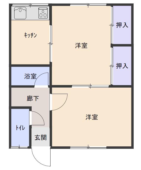 中山ハイツ(2K/2階)の間取り写真