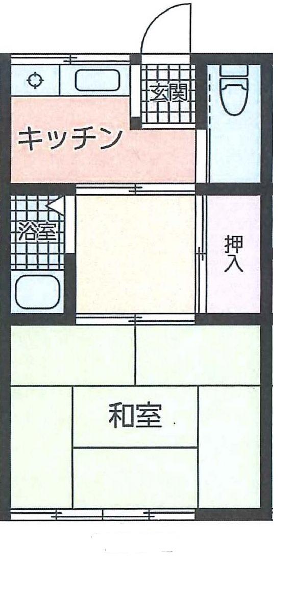 東荘(1K/2階)の間取り写真