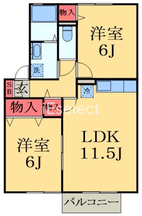 グランパール(2LDK/2階)の間取り写真