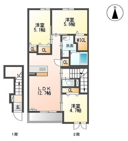 レガシィA(3LDK/2階)の間取り写真