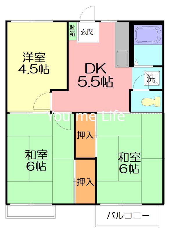 グランデュールA(2LDK/1階)の間取り写真
