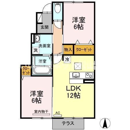 エントピアII(2LDK/1階)の間取り写真