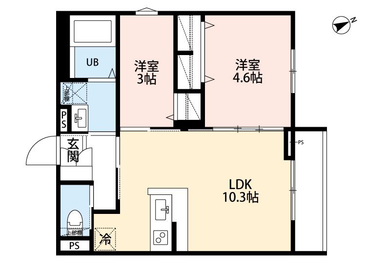 ロボットホーム 中河原(2LDK/1階)の間取り写真
