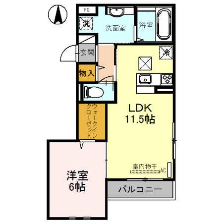 MIYABIII(1LDK/1階)の間取り写真