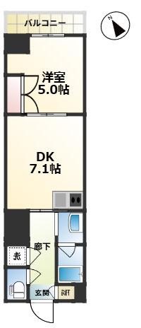 EVERGREEN(1DK/8階)の間取り写真