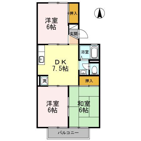 サンクレストB(3DK/2階)の間取り写真