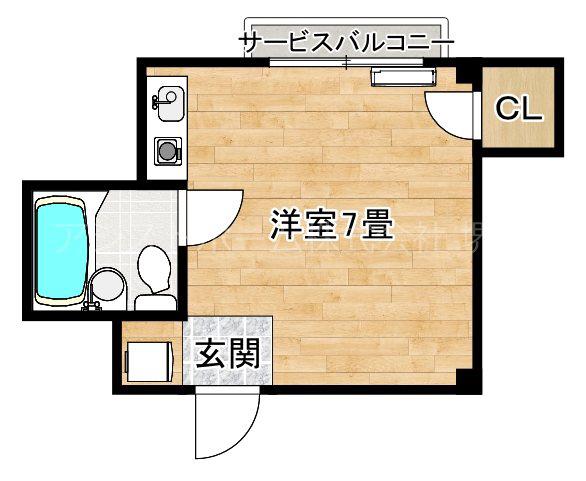 シャトー湊(ワンルーム/3階)の間取り写真
