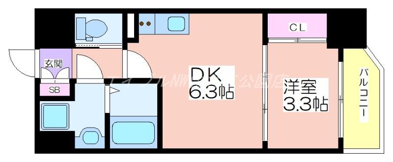 AVANTIO GRANDE(1DK/6階)の間取り写真