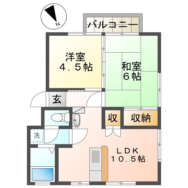 片山ハイツ(2LDK/1階)の間取り写真