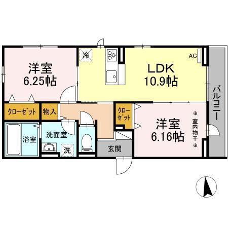 BAMBUS(2LDK/3階)の間取り写真