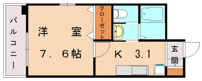 BBS古賀駅前(1K/4階)の間取り写真