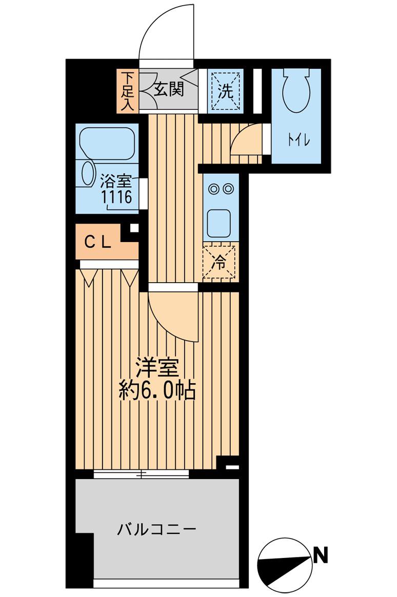 クリオ戸越銀座壱番館(1K/13階)の間取り写真