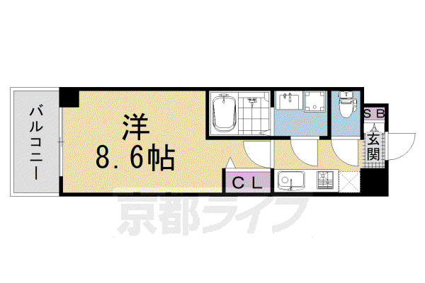 CREST TAPP 京都太秦天神川 DEX II(1K/1階)の間取り写真