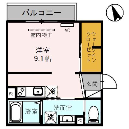 アーバンウッド(1K/1階)の間取り写真