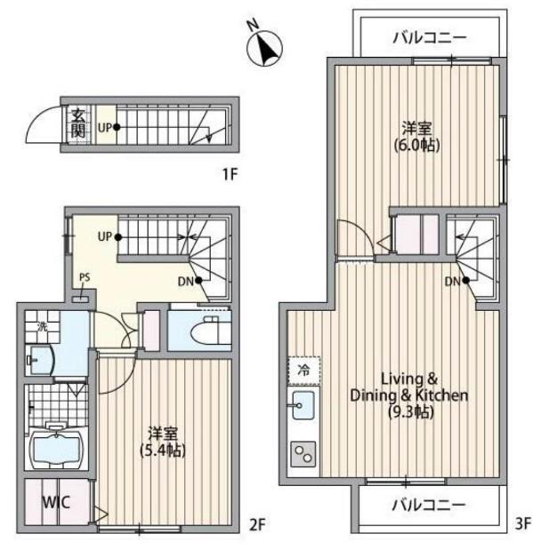 ミハス三軒茶屋(2DK/2階)の間取り写真