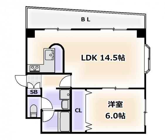 ヴァンシス難波南(1LDK/8階)の間取り写真