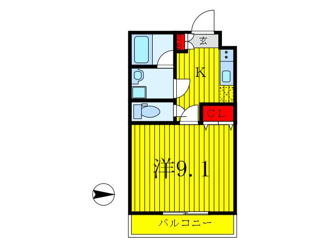 ファランドール中野(1K/2階)の間取り写真