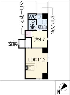 SPACE TIMES(1LDK/7階)の間取り写真