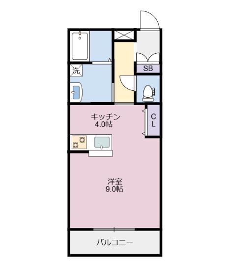 プレジデント川内(1K/1階)の間取り写真