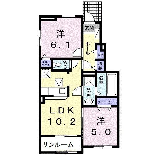 グランドエスポワールI(2LDK/1階)の間取り写真