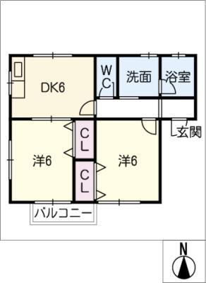 グランビア小川(2DK/1階)の間取り写真