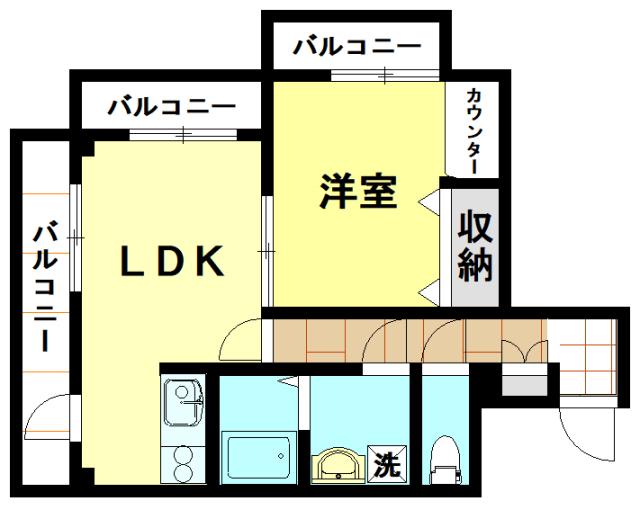 プラザスリーM(1LDK/4階)の間取り写真