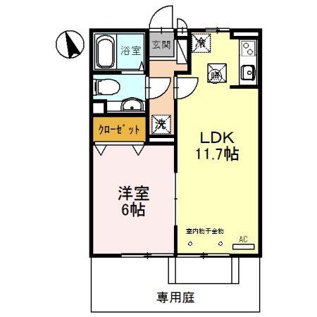 パルティーダイースト(1LDK/1階)の間取り写真