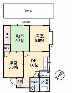 コーポ檜垣(3DK/1階)の間取り写真