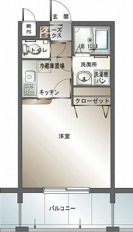 エンクレスト博多(1K/9階)の間取り写真