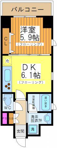 レジデンス神楽坂(1DK/10階)の間取り写真
