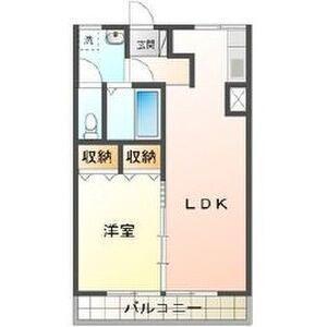 福永コーポ(1LDK/5階)の間取り写真