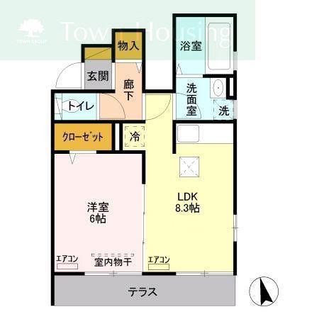 エスポワール(1LDK/1階)の間取り写真