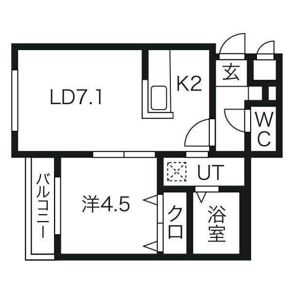 ルジュール麻生(1LDK/1階)の間取り写真