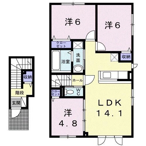 メゾン デェ ヨシノII(3LDK/2階)の間取り写真