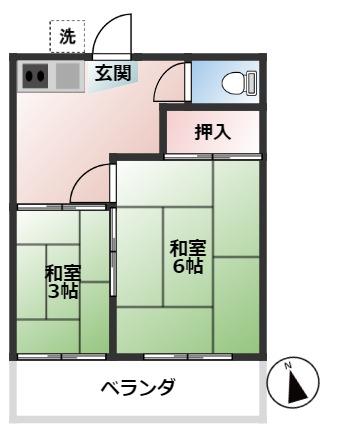 九重荘(2K/1階)の間取り写真