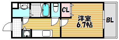 アンソレイユ(1K/3階)の間取り写真