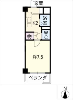ウィステリア辰巳(1K/2階)の間取り写真