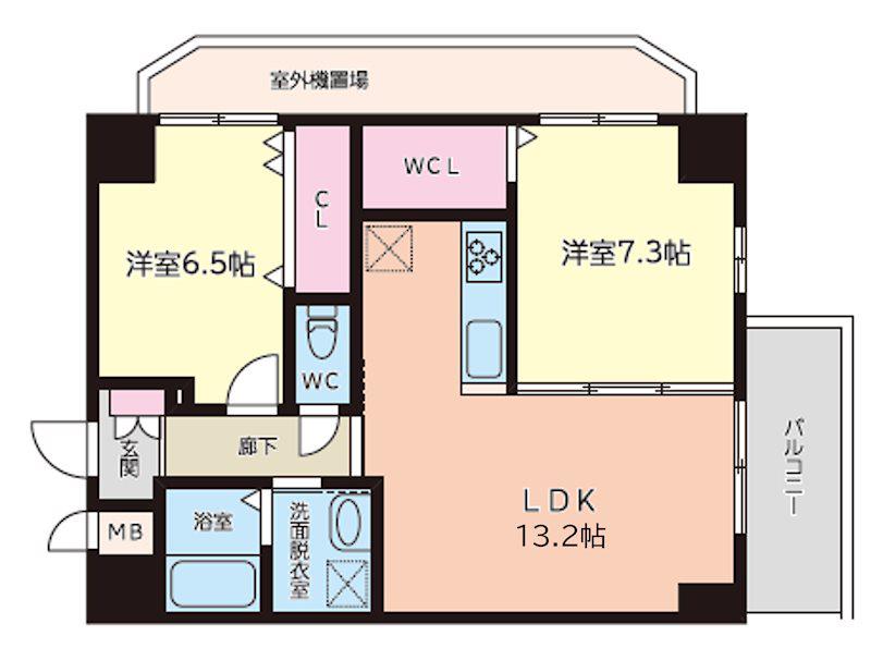 TGボナール浅川台 B棟(2LDK/7階)の間取り写真