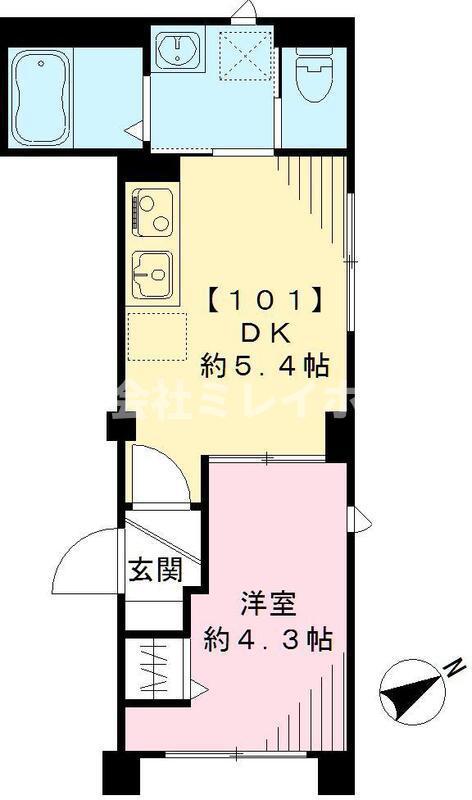 ルーチェ エス(1DK/1階)の間取り写真