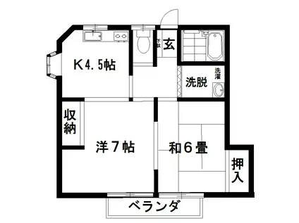 ジュネスタブレット(2K/2階)の間取り写真
