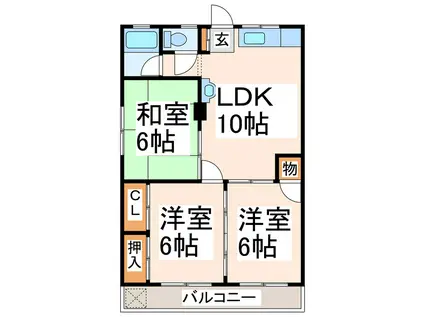 松尾大観マンション(3LDK/3階)の間取り写真