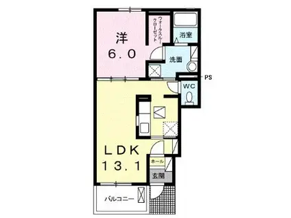 アップルII(1LDK/1階)の間取り写真