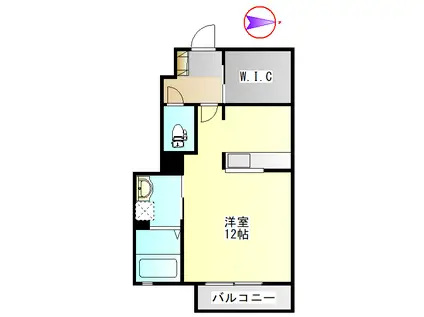 デュ・ソレイユメゾンK B(ワンルーム/1階)の間取り写真