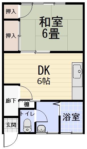 みゆき荘(1DK/1階)の間取り写真