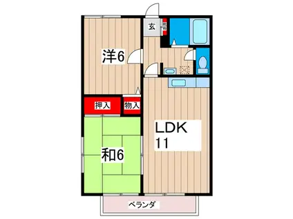 タウンコート久慈(2LDK/1階)の間取り写真