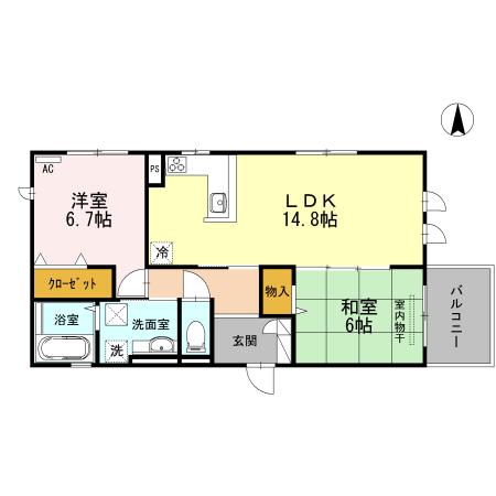 フェザント小野原(2LDK/3階)の間取り写真