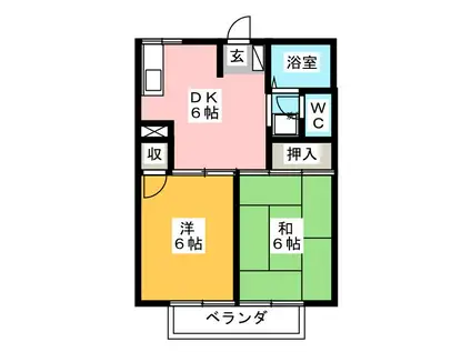 プレジールあおば(2DK/2階)の間取り写真