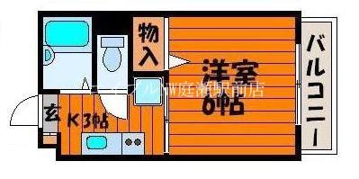 リバーサイド幸和(1K/4階)の間取り写真